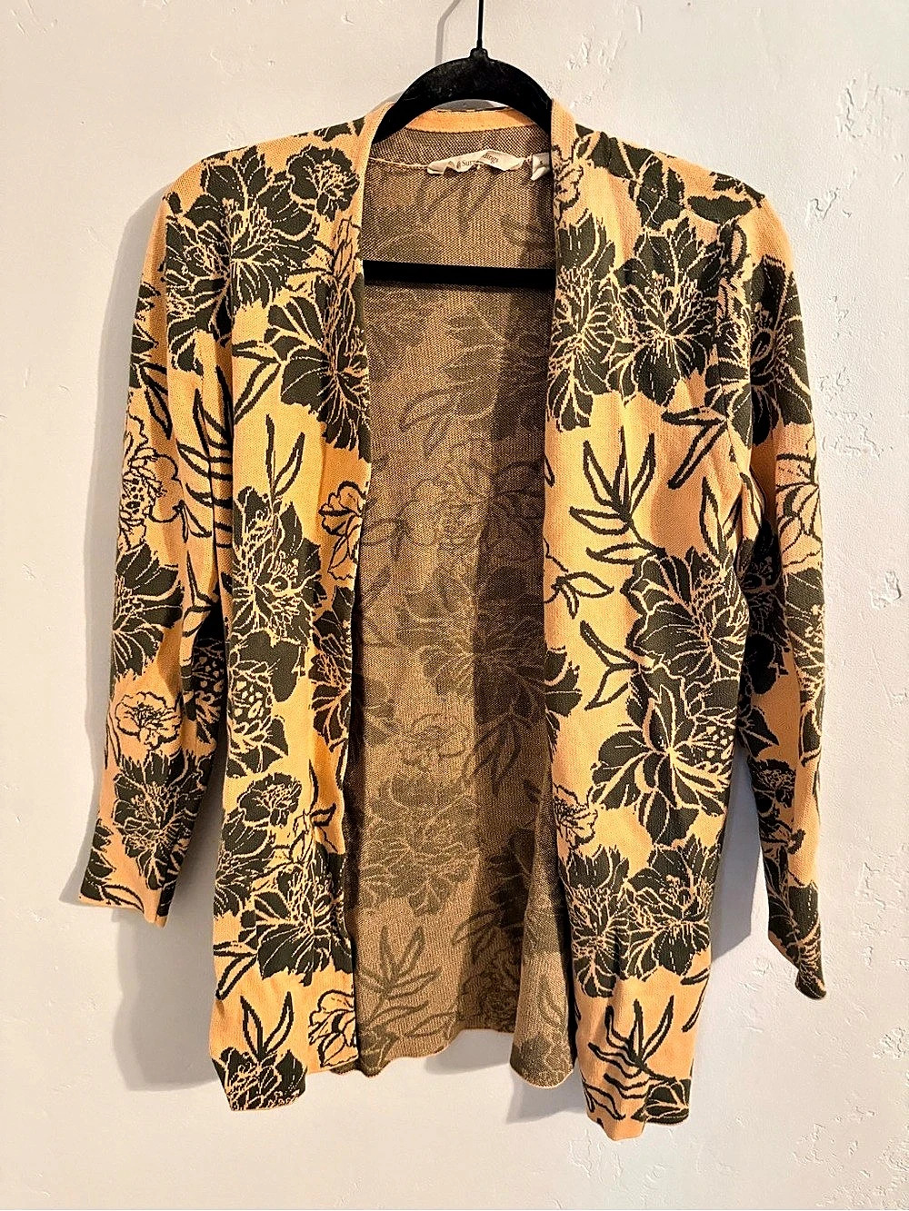 Soft Surroundings Floral Open Front Cardigan in Orange
